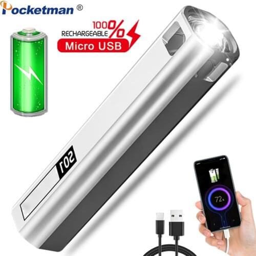 Pocketman USB Rechargeable Flashlight Pocket Torch Can Be Used As Power Bank Waterproof Flashlight with Built-in Battery