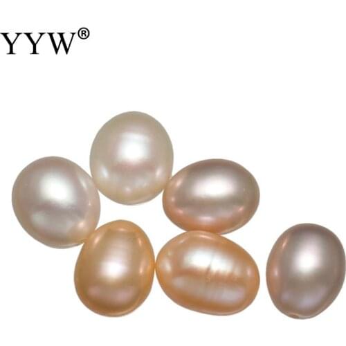 Half Drilled Cultured Freshwater Pearl Beads natural half-drilled nickel lead & cadmium free 9-9.5mm Hole:Approx 0.8mm