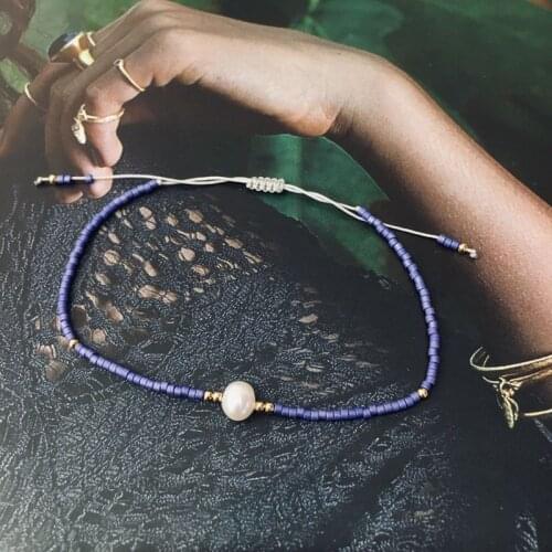 Single Pearl Simple Bracelet For Women Miyuki Handmade Weave Delica Beads Seeds Adjustable Bracelets Color Jewelry Friendship