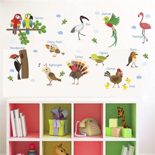 A Variety Of Safari Birds Wall Stickers Home Decoration Kids Room Classroom Mural Art Diy Nursery Wild Animal Wall Decal