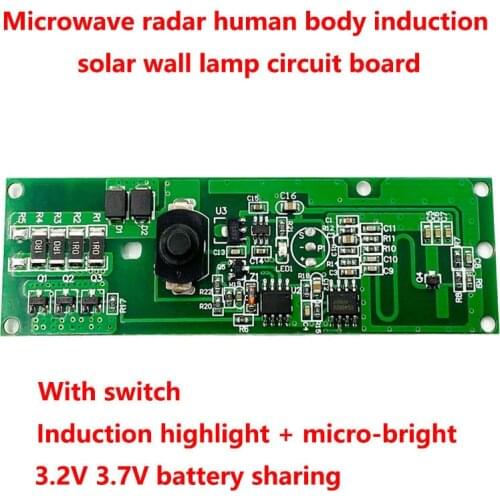 With Switch 3.2V 3.7V Radar Sensor Solar Wall Light Circuit Board Solar Light Control Board Circuit Board