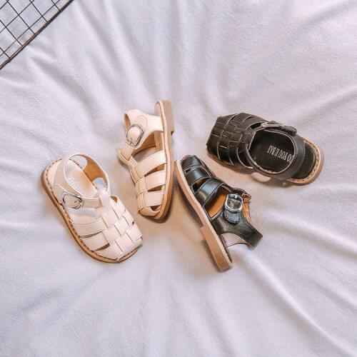 Boys And Girls PU Sandals 2021 Summer Children Beach Shoes Baby Leather Woven Soft Sandalias Boy Sandals Kids