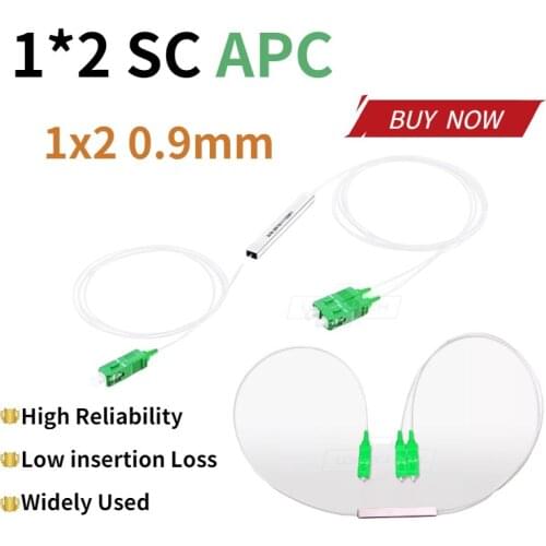 SC/APC Fiber Optical PLC Splitter SC 1 X 2 Mini Steel Tube Type 1x2 0.9mm Fiber Opitc Splitter Micro-Enclosed Splitter