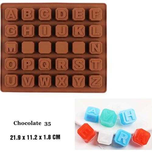 Silicone Chocolate Mold English Alphabet Small Squares Ice Tray Candy Mold Cake Decorations Baking Cake Mold Chocolate Cute DIY