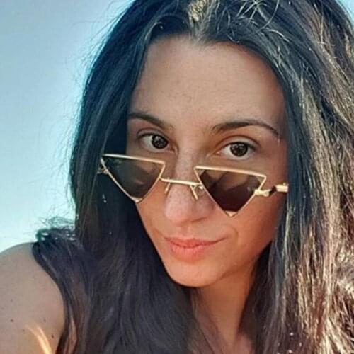 Classic Punk Sunglasses Women Triangle Vintage Glasses Openwork Metal Frame Fashion Shadow Goggles Mens Cool Sun Glasses UV400