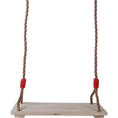 Heavy Duty Brich Wood Swing Seat Rope Set Children Kids Outside Playground Park