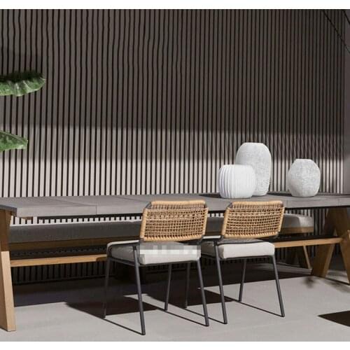 Outdoor Table and Chair Combination Leisure Courtyard Dining Designer Terrace Garden Rattan Nordic