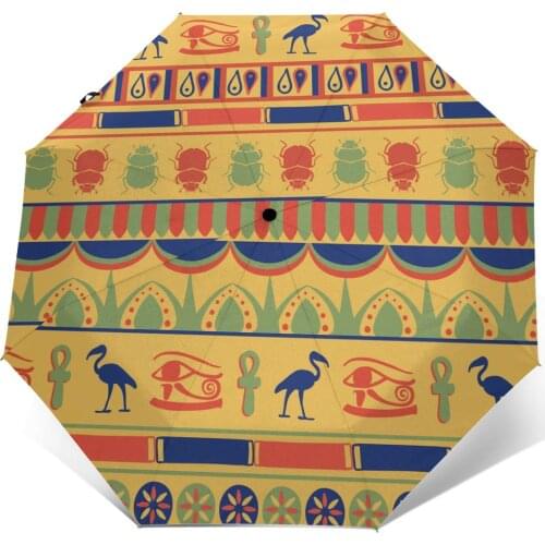 Wind Resistant Folding Automatic Umbrella Women Auto Egyptian Ornament Windproof Umbrellas Rain For Men Parasol