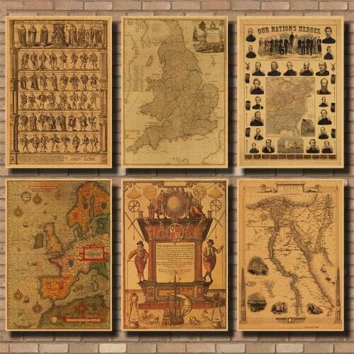 Vintage The Old World Map Poster Gifts Home Decor Retro Kraft Paper Large Treasure Map Wall Sticker Wall Stickers 2