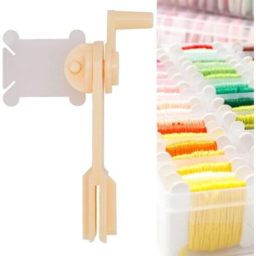 1pc String Winder and 100pcs Thread Card Embroidery Plastic Thread Bobbins Floss for Storage Holder Winding Stitch Wound Tool