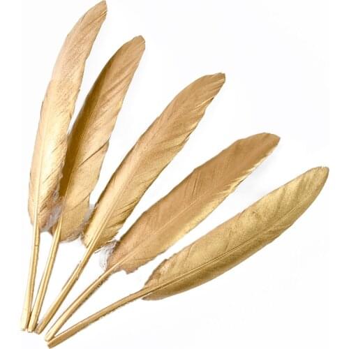 10-100PCS Wholesale Gold Dipped Goose/Duck Feathers for Crafts Jewelry Making Accessories DIY Wedding Home Decoration Plumes