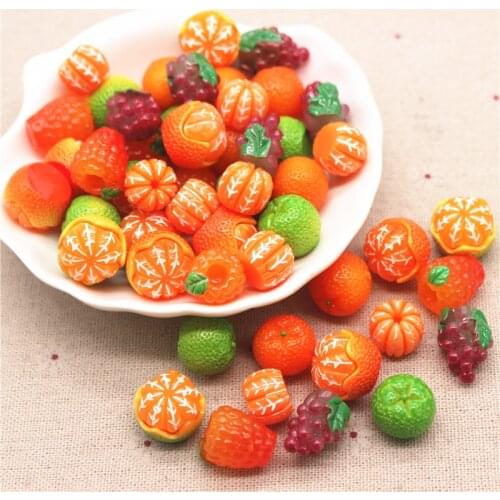 10Pcs Cute Resin Fruit Orange Simulate Miniature Food Flatback Cabochons DIY Jewelry Craft Phone Decoration Accessories