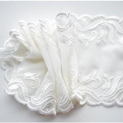 2 Meters Ivory Lovely Lace Fabric Embroidery Net Lace Trim For Sewing Decoration DIY Craft Materials Clothing Accessories 11cm