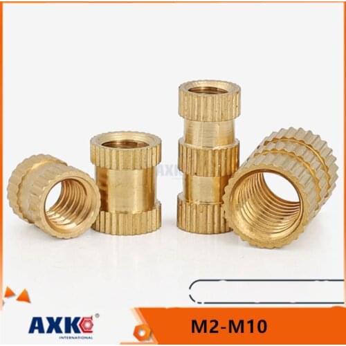 5/10/25pcs M2 M2.5 M3 M4 M5 M6 M8 M10 Solid Brass Pure Copper Metric Thread Injection Molding Knurl Insert Nut Nutsert Embedded