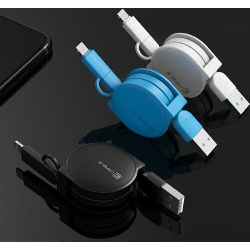 A Ausuky Extendable USB Cable retractable data cable 1M combo for IOS &Android mobile phone-25