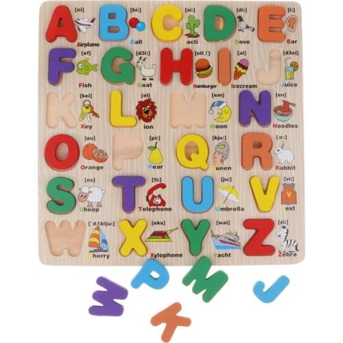 Alphabet Learning Wooden Letter Puzzle Jigsaw Puzzle Toy Wooden Letters ABC Alphabet Puzzle Pre-School Learning Jigsaw Toy