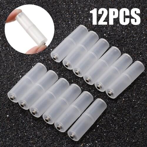 12pcs AAA to AA Size Cell Battery box Converter Adapter Batteries Holder Transparent Plastic Case Switcher Battery Storage Box