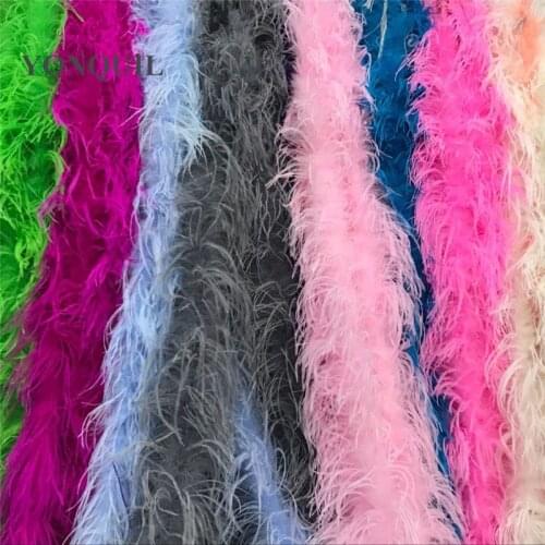 2PCS/Lot,2M/PCS Black ostrich feather strip navy ostrich feather Costumes Trim Party Craft hats feather DIY Accessories SYFE10
