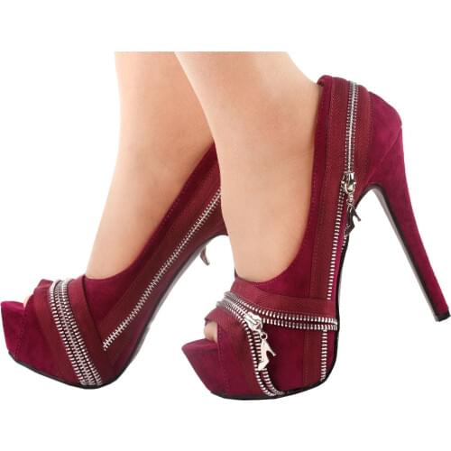 LF80836 Show Story Punk Multi-Colour Zip Peeptoe Platform High Heel Stiletto Pump