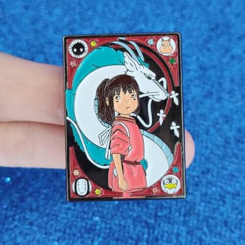 Cartoon Dragon Haku Tarot Card Enamel Brooch Pin Metal Badges Lapel Pins Brooches Jackets Jeans Fashion Jewelry Accessories