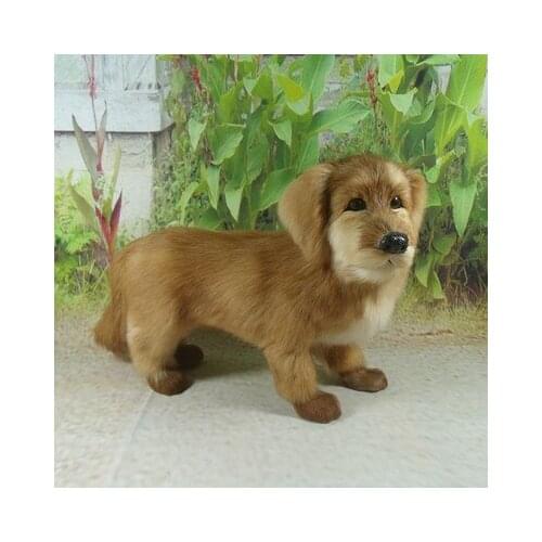 Simulation cute yellow dog 40x29x17cm model polyethylene&furs dog model home decoration props ,model gift d706