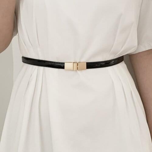 Fashion Pu Leather Thin Belt For Women Metal Buckle Adjustable Waist Strap Designer Female Jeans Dress Decoration Waistband