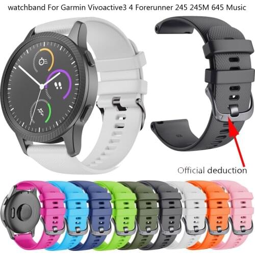 Colorful 20mm WatchBands Strap For Garmin Forerunner 245 245M 645 Music Vivomove 3 HR 4 Sport Silicone Smart Watchband Bracelet