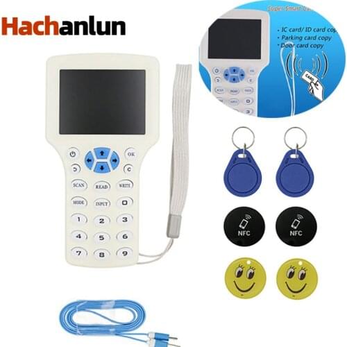 10 Frequency RFID NFC Smart Card Reader Duplicator 125KHz Key fob Reader Writer 13.56MHz Encrypted Programmer USB UID Copier