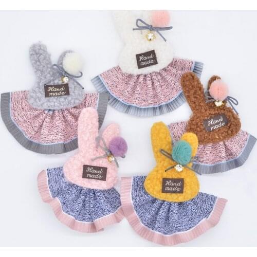 10Pcs Plush Padded Chiffon Ball Rabbit with Princess Ballet Skirt Girls Handmade Appliques Patches Clothes Hat Accessories P00