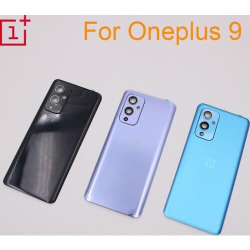 100% Original For Oneplus 9 Pro Back Battery Cover Glass Panel Rear Door Housing Case Cover With Camera Lens Frame + Logo + Glue