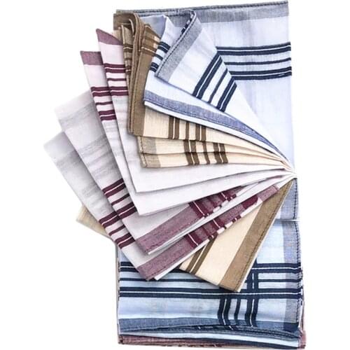 12pcs Plaid Striped Handkerchiefs Men Women Hanky Bridal Hankies Formal 15