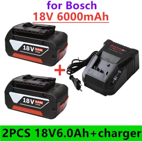 Charger for Bosch drilling machine, 18 V, 6000 mAh, Li-Ion battery BAT609, BAT609G, BAT618, BAT618G, BAT614, 2607336236+charger