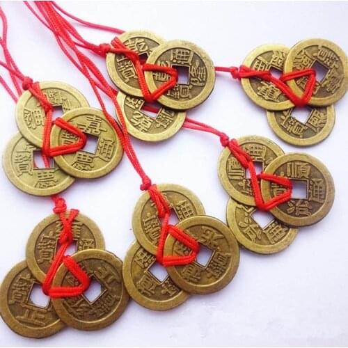 2 Sets Of 3 Chinese Feng Shui Coins For Wealth And Success Lucky Oriental Emperor Qing Money