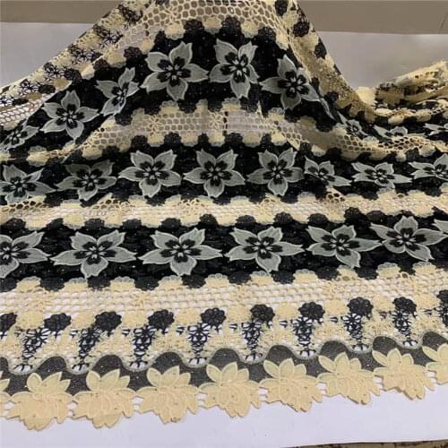 2020 Fashion High Quality African Flannel Mesh Cord Lace Fabric 5 Yards Embroidered Tulle Lace Fabric For Wedding Dress! ZQF9993