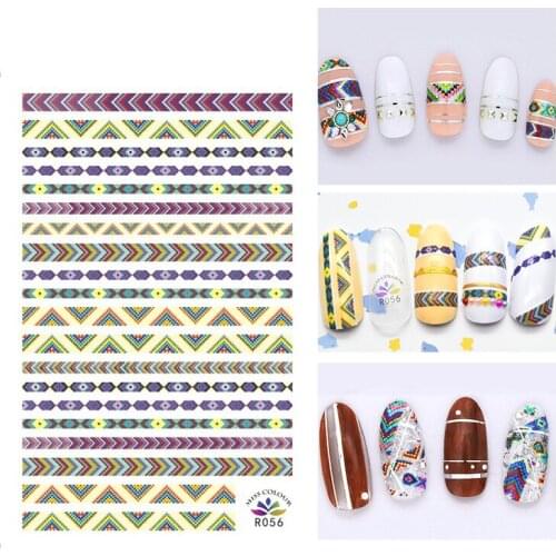 3D Nail Sticker Autumn Fashion Small Compact Adhesive Stickers Triangle Color Stripes Stickers for Manicure Nail Art Decoration