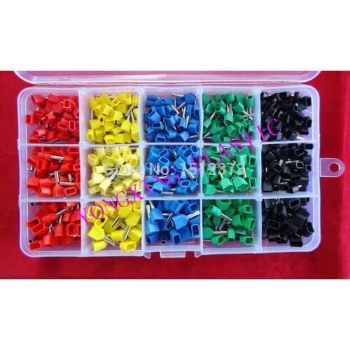 525pcs/box 3size 5 color insulated twin cord end terminal block TE0508/TE7508/TE1508 red yellow blue black green color