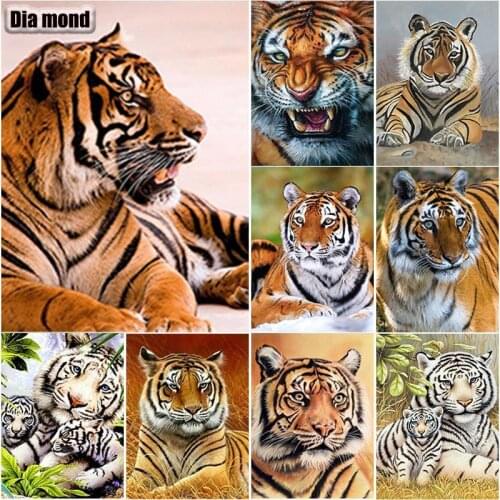 5D DIY Animal Scenery Diamond Painting Tiger Diamond Embroidery Cross Stitch Full Square Round Drill Manual Gift Home Decor