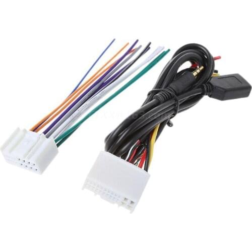 Car Stereo Wiring Harness Adapter With USB/AUX(3.5mm) Plug For Hyundai IX35/Elantra/Santa Fe/Sonata Factory OEM Radio