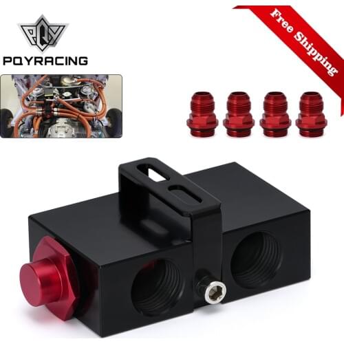 Free Shipping Oil Filter Sandwich Adaptor With In-Line Oil Thermostat AN10 fitting Oil Sandwich Adapter PQY5672BK