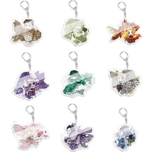 New Demon Slayer Keychain Kimetsu no Yaiba Double Sided Acrylic Key Chain Anime Accessories Cartoon Key Ring Hot Sale