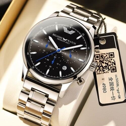 New Watch Mens Quartz Watch Fully Automatic Waterproof Luminous Fine Steel Band Student Trend Mens Watch Tops Men 2021 Luxury