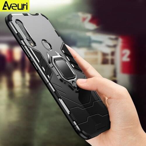 Finger Ring Holder PC Cover Phone Case For Huawei Y7 Y6 Y9 Prime Y5 2019 2018 P Smart Plus Honor 8X 9X 10 Lite 10i 20 Pro Coque
