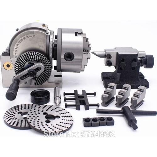 Dividing Head BS-0 5Inch 3 Jaw Chuck Dividing Head Set Precision Semi Universal Dividing Head for Milling Machine Rotary