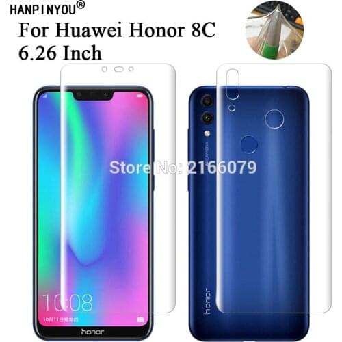 For Huawei Honor 8C 6.26" Soft TPU Front Back Full Cover Screen Protector Transparent Protective Film + Cleaning Tools