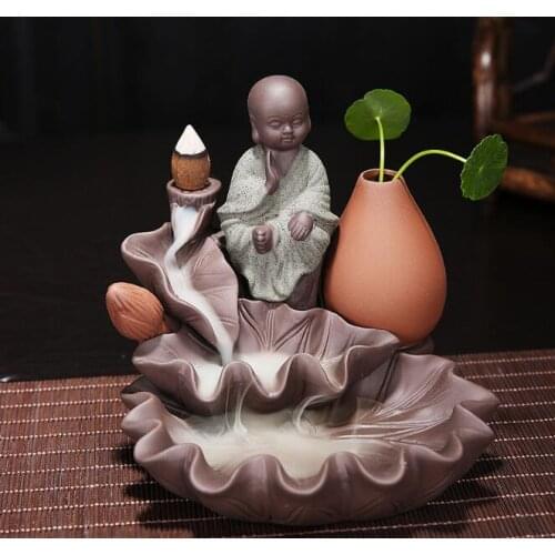 The Little Monk Ceramic Burner Or Incense Cones Backflow Incense Burner Censer Keep A Good Mood Use In The Home Office Teahouse