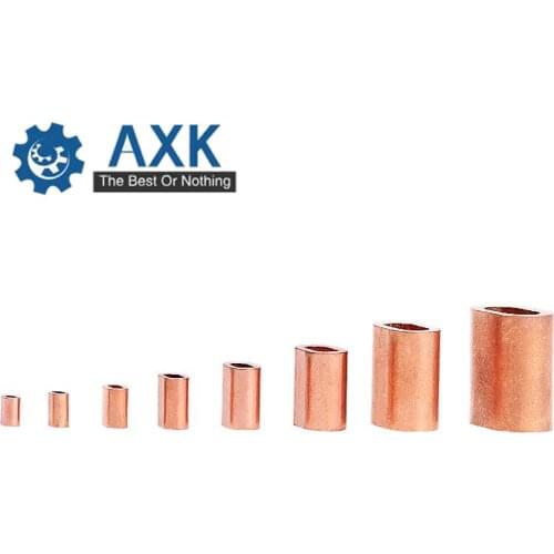 M1-M6 Brass Cable Crimps Sleeve Round Hole Ferrule Crimping Loop Oval Copper Wire Rope Clip Swage Fittings
