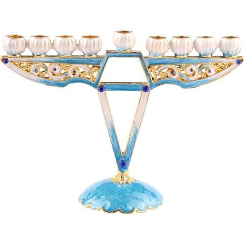 Mini Hanukkah Menorah Candelabra Candle Candlestick Holder Hand Paited Home Decoration Party Festival Candleholder