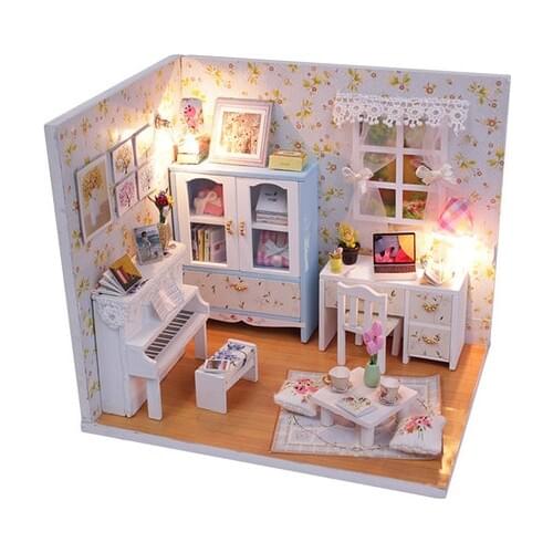 2015 New Arrive Doll House miniatura 3D Wooden Diy Dollhouse miniature accessories For Children Toys dolls houses Birthday Gift