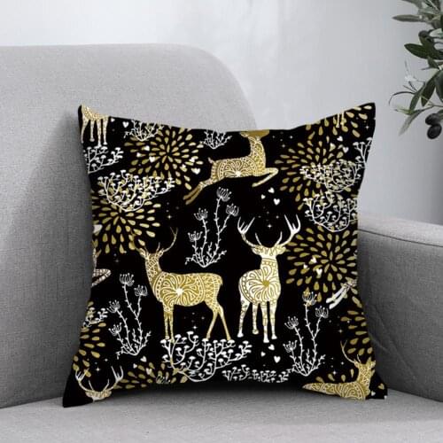 Fashion Christmas Pillowcase Shrink Resistant Polyester Peach Skin Snowflake Throw Pillow Cover Home Decor