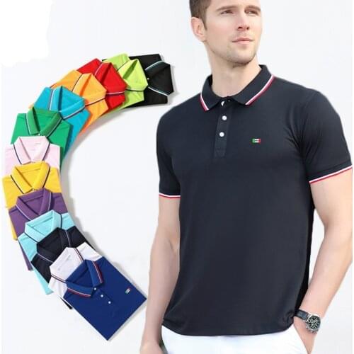 2021 New Design Embroidery Fashion Logo Mercerized Cotton Ice Silk Feeling Mens Loose-Fit Short-Sleeved Lapel POLO Shirt HT190